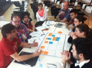 Equipo de trabajo durante el taller de modelos de negocio del Congreso Web 2013